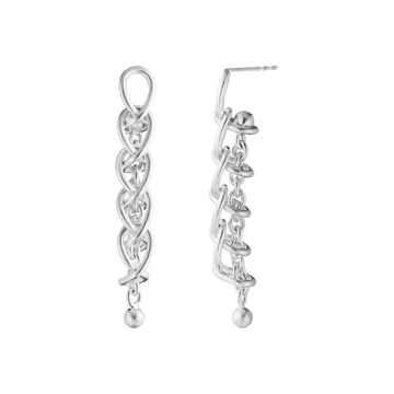 Luxury Georg Jensen Weft sterling silver drop earrings inspired by woven structures.