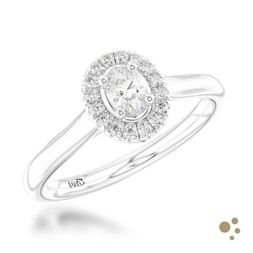 Petite Skye Pure Oval Halo 0.20ct Diamond Platinum Ring