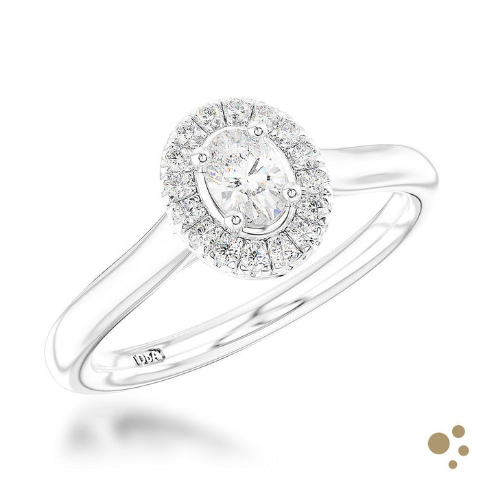Petite Skye Pure Oval Halo 0.20ct Diamond Platinum Ring