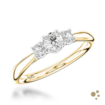 Petite Trilogy Classic Three Stone 0.20ct Diamond Yellow Gold/Platinum Ring - Deacon & Son