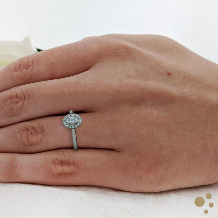 Petite Skye Pure Oval Halo 0.20ct Diamond Platinum Ring
