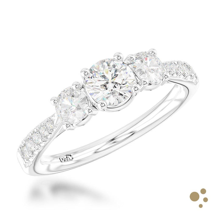 Petite Skye Classic Three Stone 0.20ct Diamond Platinum Ring - Deacon & Son