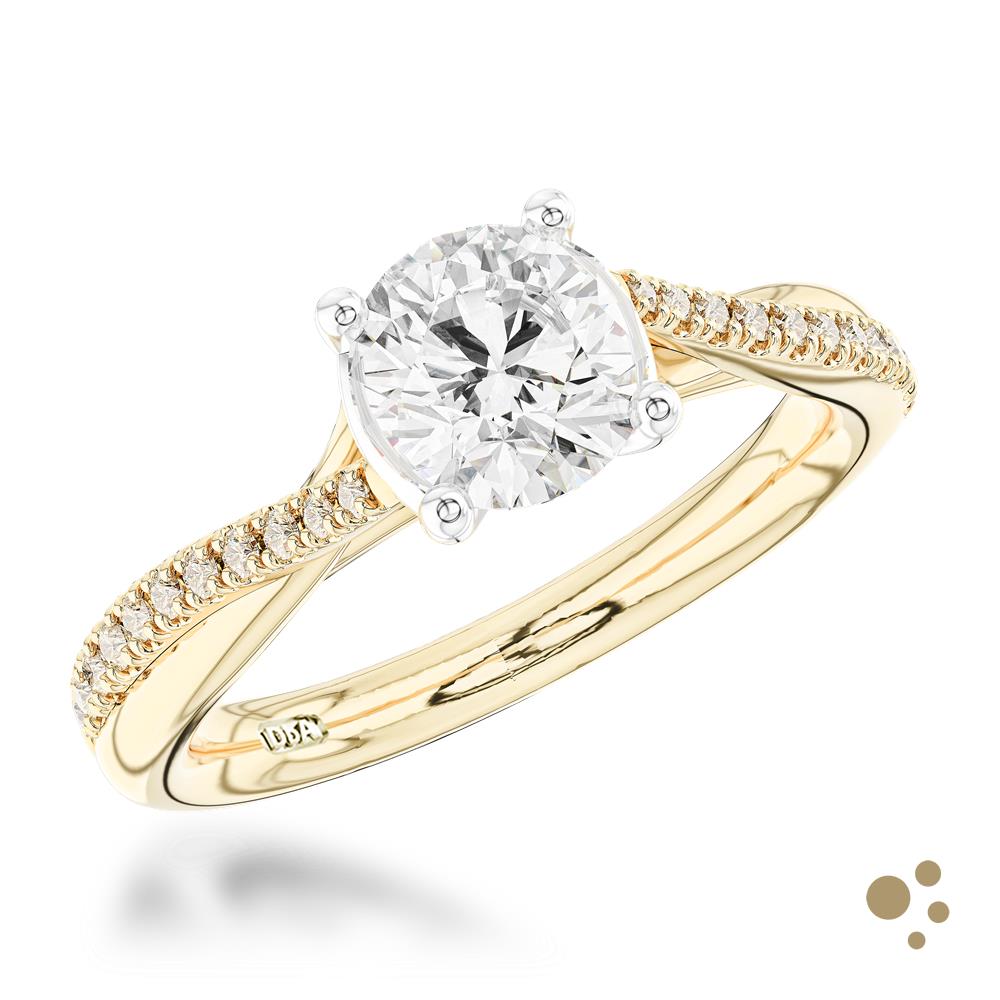 Skye Twist Solitaire 1.00ct Diamond Yellow Gold/Platinum Ring - Deacon & Son