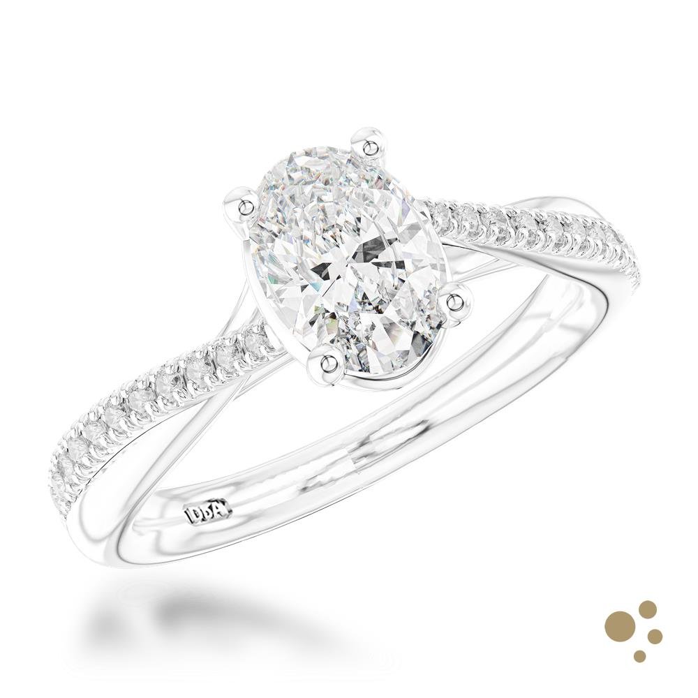 Skye Twist Oval Solitaire 1.00ct Diamond Platinum Ring - Deacon & Son
