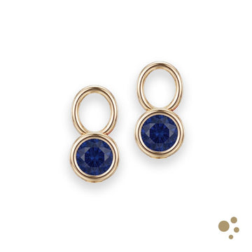 Sapphire Hoop Charm Earrings 0.44ct Sapphire Yellow Gold Ring