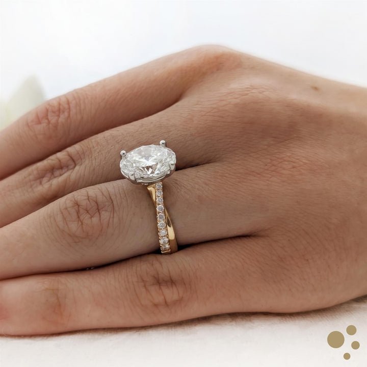 Skye Twist Oval Solitaire 2.50ct Diamond Yellow Gold/Platinum Ring