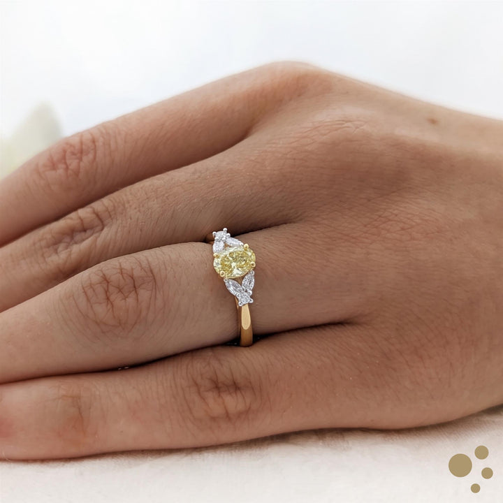 Amara Oval Solitaire 0.75ct Yellow Diamond Yellow Gold/Platinum Ring