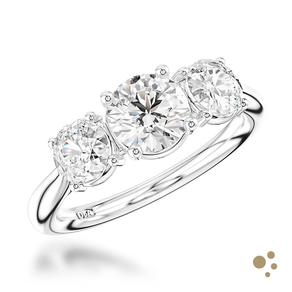 Trilogy Classic Three Stone 0.80ct Diamond Platinum Ring - Deacon & Son