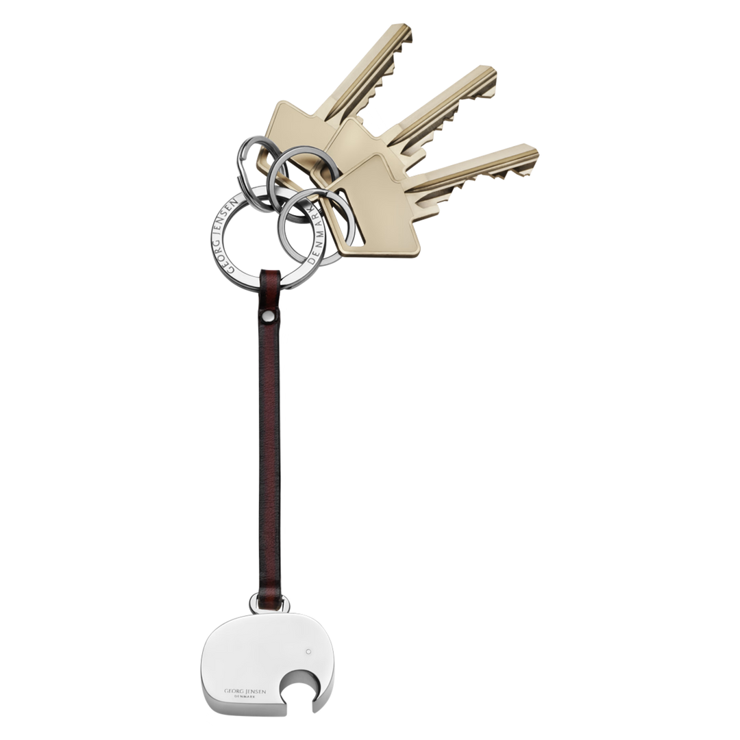 Georg Jensen Elephant keyring designed by Jørgen Møller featuring a lightweight aluminium elephant charm.
