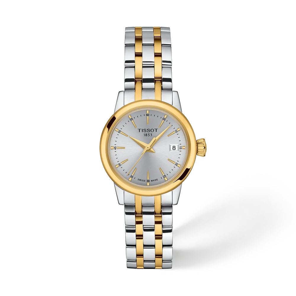 Tissot Classic Dream T1292102203100 two-tone watch with Dauphine hands and date display
