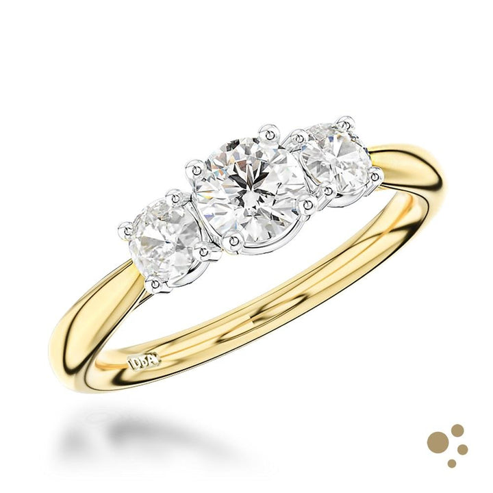 Trilogy Classic Three Stone 0.32ct Diamond Yellow Gold/Platinum Ring - Deacon & Son