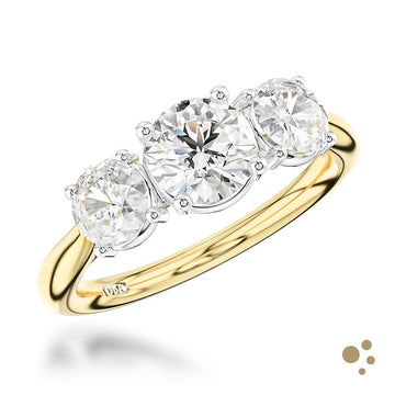 Trilogy Classic Three Stone 0.60ct Diamond Yellow Gold/Platinum Ring - Deacon & Son