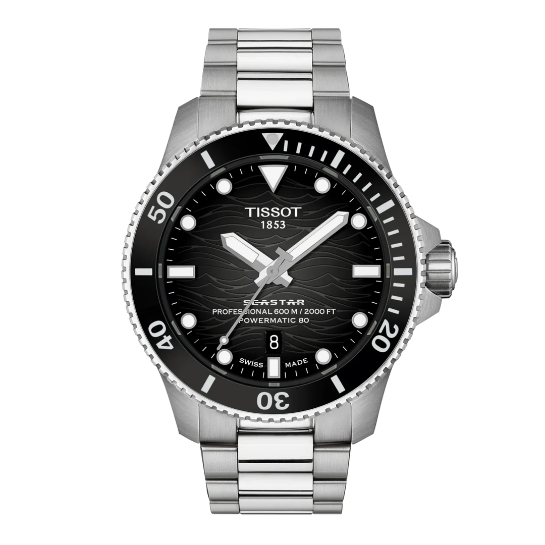 Tissot Seastar 2000 Professional 44mm with grey gradient dial and stainless steel bracelet
