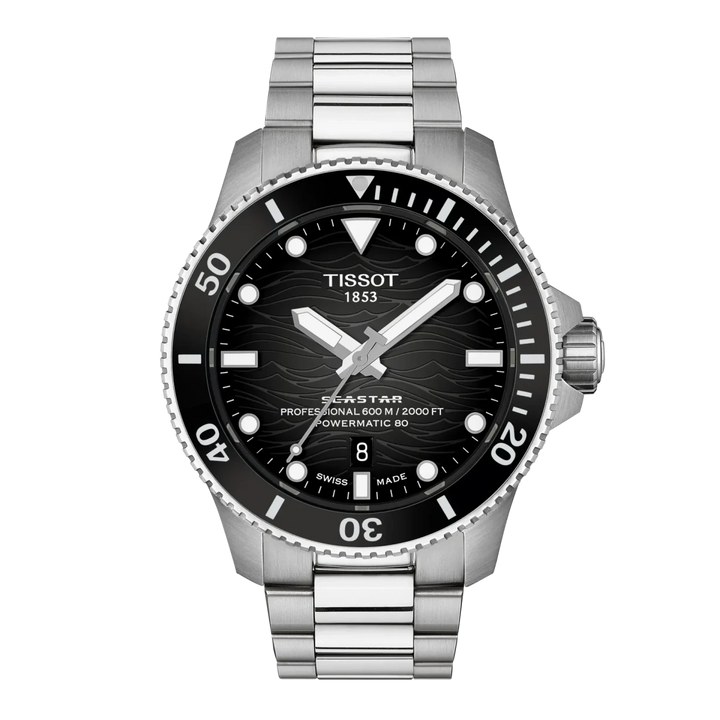 Tissot Seastar 2000 Professional 44mm with grey gradient dial and stainless steel bracelet
