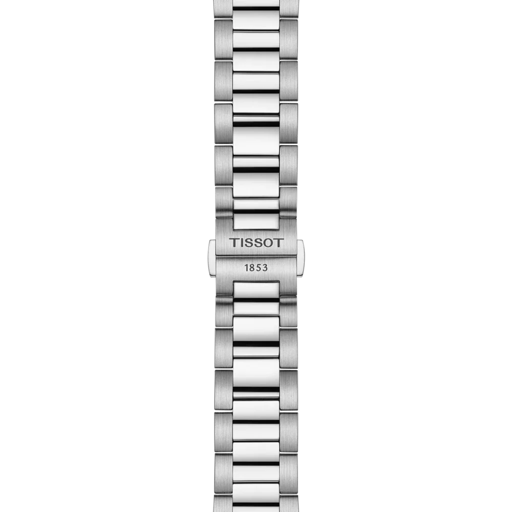 Tissot PR 100 Chronograph stainless steel watch with blue dial and butterfly clasp