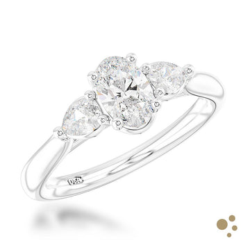 Florentine Oval Three Stone 0.50ct Diamond Platinum Ring