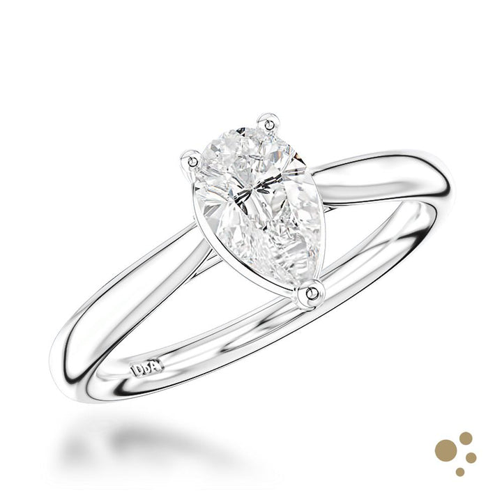 Classic Pear Solitaire 0.70ct Diamond Platinum Ring