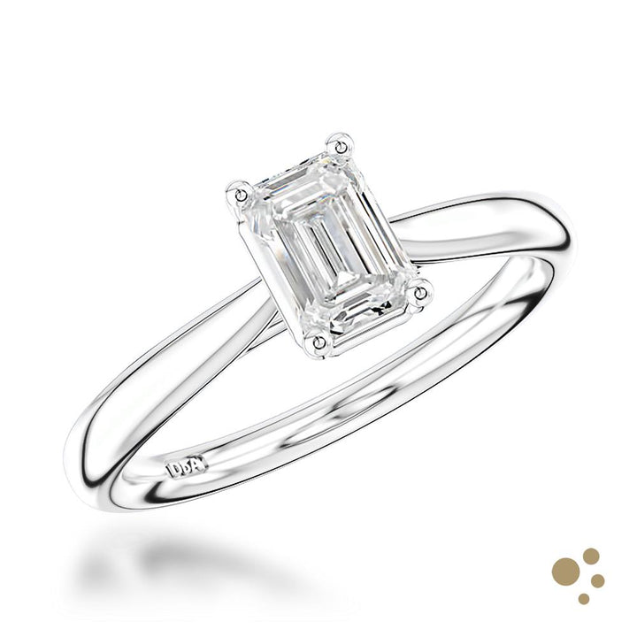 Classic Emerald Solitaire 1.00ct Diamond Platinum Ring