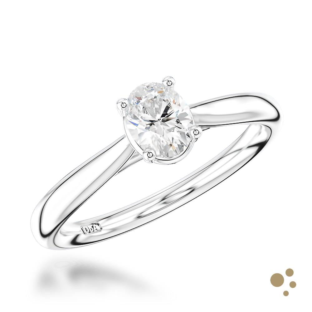 Classic Oval Solitaire 0.30ct Diamond Platinum Ring