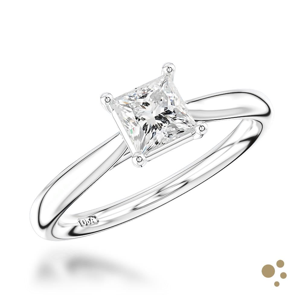 Classic Princess Solitaire 0.50ct Diamond Platinum Ring