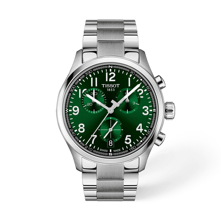 Tissot Chrono L 42mm green dial chronograph with stainless steel case and bracelet
