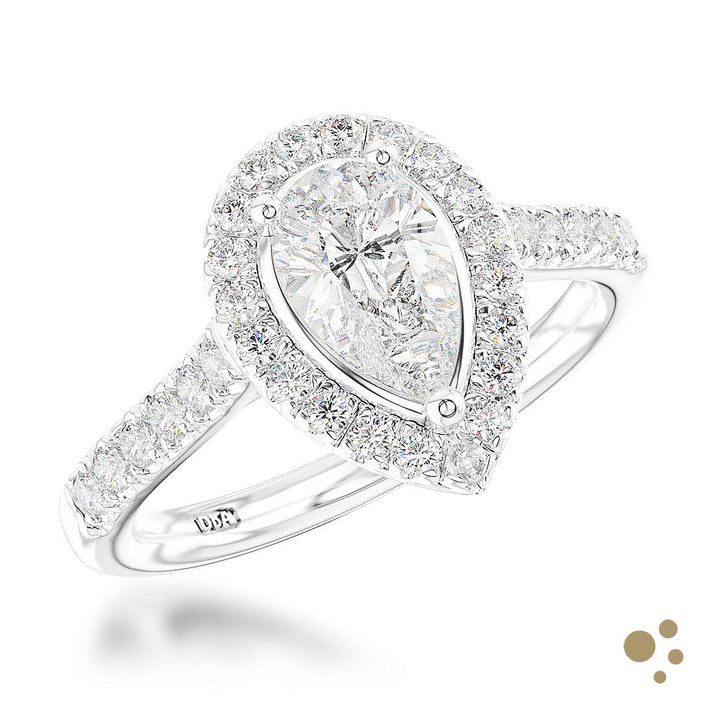 Skye Pear Halo 0.70ct Diamond Platinum Ring