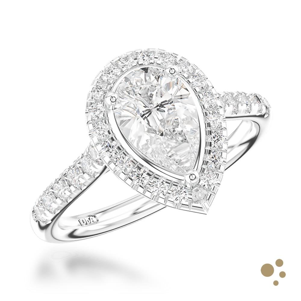 Skye Pear Halo 0.72ct Diamond Platinum Ring - Deacon & Son