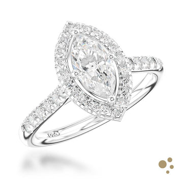 Skye Marquise Halo 0.50ct Diamond Platinum Ring - Deacon & Son