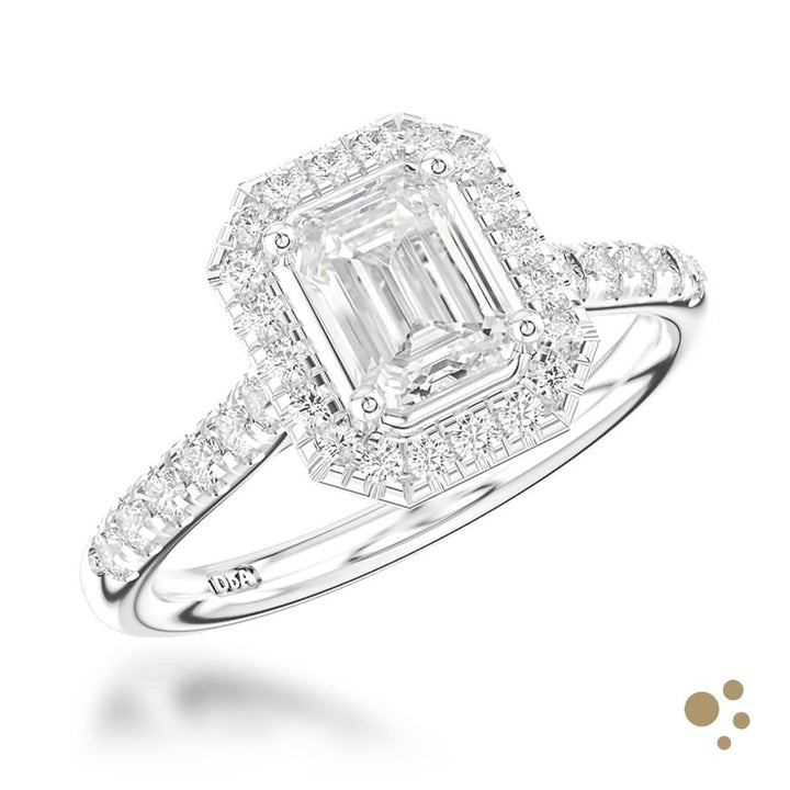Skye Emerald Halo 0.70ct Diamond Platinum Ring - Deacon & Son
