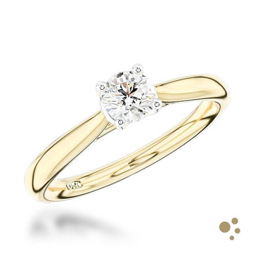 Open Tulip Solitaire 0.40ct Diamond Yellow Gold/Platinum Ring - Deacon & Son