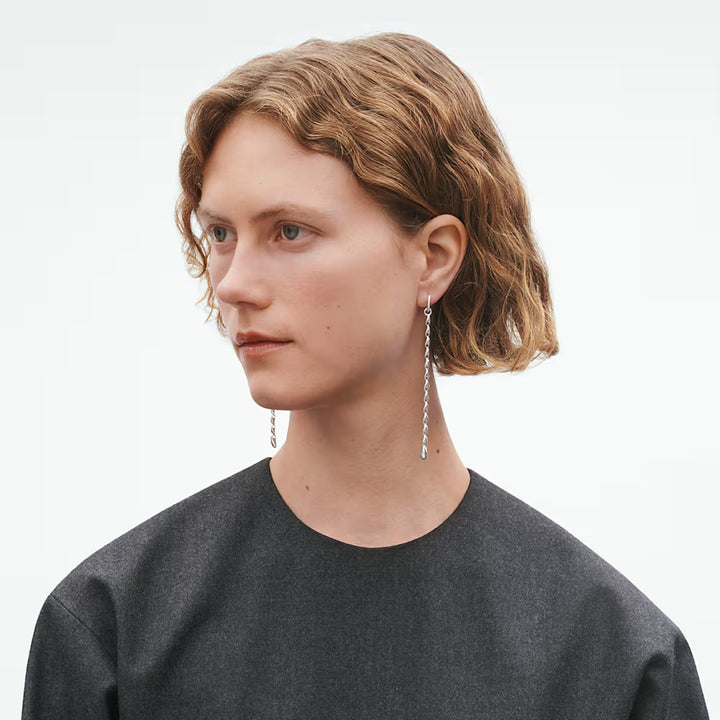 Pair of Georg Jensen Reflect silver earrings featuring a slender chain-link design