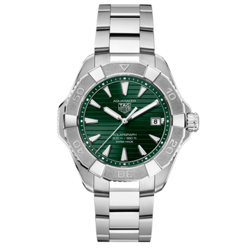 TAG Heuer Aquaracer Professional 200 Solargraph WBP1118.BA0047 with green sunray dial and steel bracelet