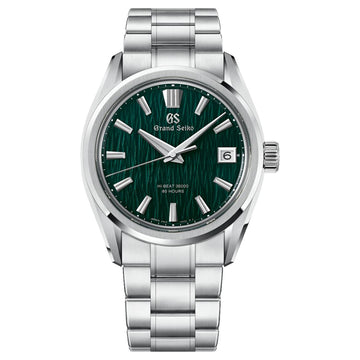 Grand Seiko SLGH033 watch with green birch-pattern dial and Ever-Brilliant Steel bracelet