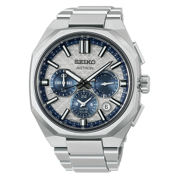 Seiko Astron HAB004J1 GPS Solar limited edition watch with silver dial and blue chronograph sub-dials