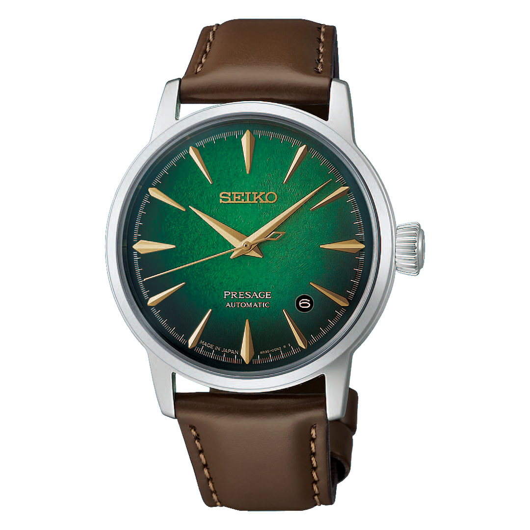 Seiko Presage Cocktail Time HCB002J1 with Crushed Ice Mint Mist green textured dial and stainless steel bracelet