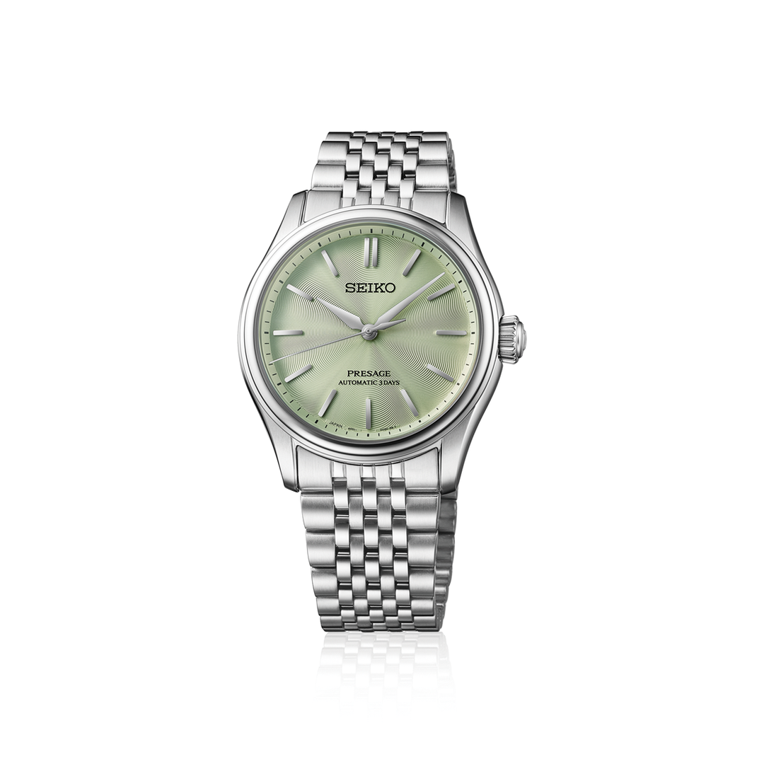 Seiko Presage Classic HCC002J1 with Wakatake-Iro green textured dial and stainless steel bracelet