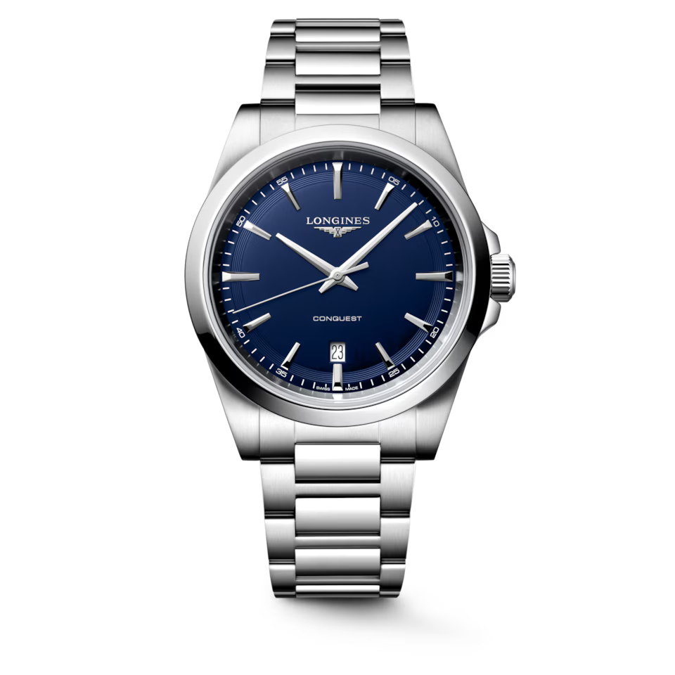 Longines Conquest L3.860.4.92.6 with blue sunray dial and stainless steel bracelet