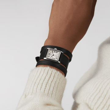 Longines mini dolce vita worn on the wrist.