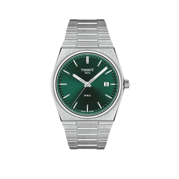 Tissot PRX quartz movement with sun burst green dial