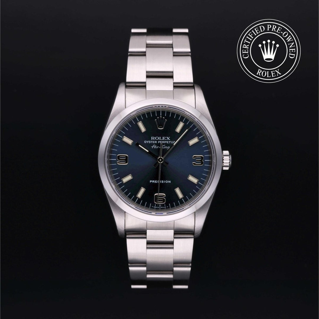 Rare Blue Dial Rolex Air King Certified Pre-owned from Authorised Retailer Deacons & Son Swindon