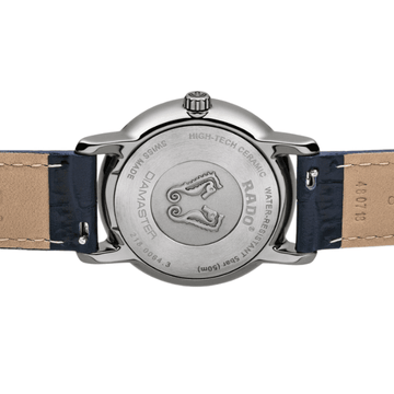 Rado Diamaster Blue Case back with Seahorse motif 