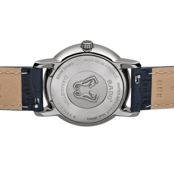 Rado Diamaster Blue Case back with Seahorse motif 