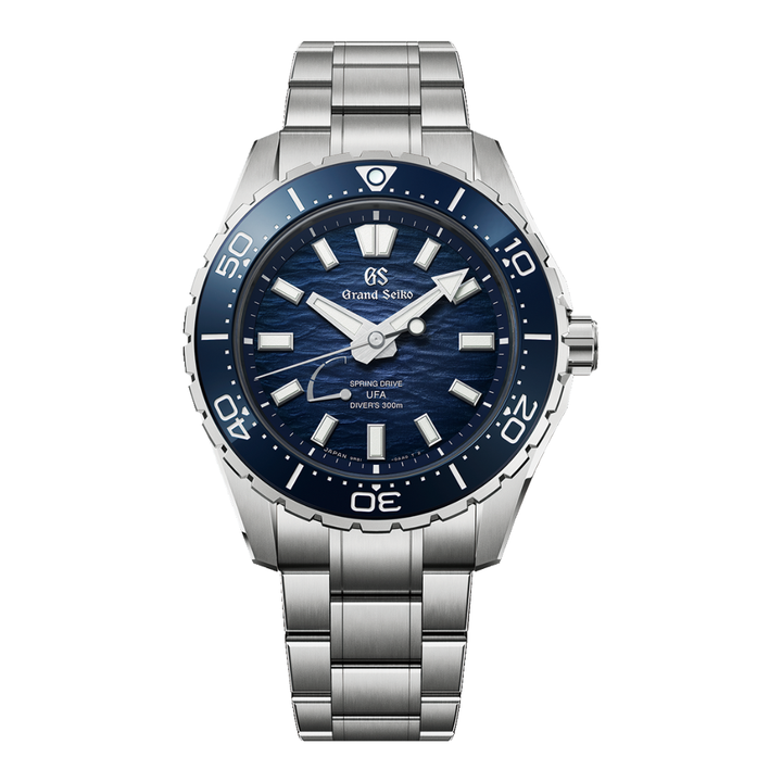 Grand Seiko SLGB023G Ushio 300 diver's watch with blue gradient dial and titanium bracelet