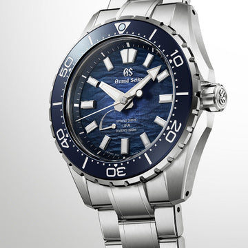 Grand Seiko Evolution 9 SLGB023G featuring a blue Ushio dial and Spring Drive U.F.A. movement