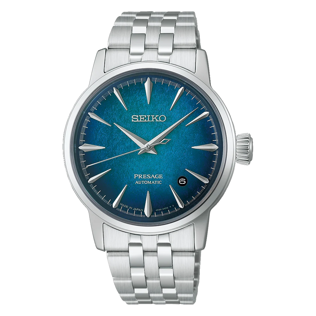 Seiko Presage Cocktail Time HCB001J1 with Crushed Ice Emerald Mist textured dial and stainless steel bracelet