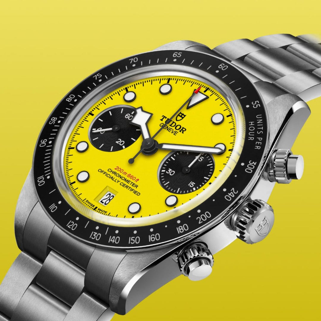 Black Bay Chrono 39 Bumblebee yellow dial chronograph watch