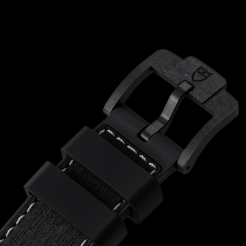 Hybrid leather and rubber strap on TUDOR Black Bay Chrono Carbon 26