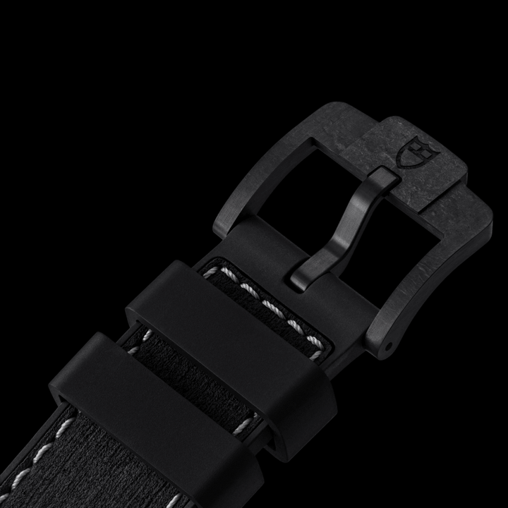 Hybrid leather and rubber strap on TUDOR Black Bay Chrono Carbon 26