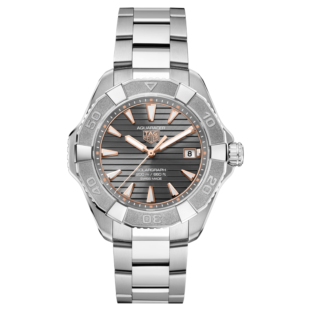TAG Heuer Aquaracer Professional 200 Solargraph WBP1190.BZ0003 with grey sunray dial and titanium bracelet
