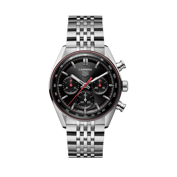 AG Heuer Carrera Chronograph CBS2114.BA0053 black dial with red outer ring and chronograph counters